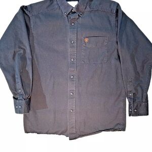 ARIAT Shirt Men's size Sm solid Black long sleeve cowboy oxford western rodeo